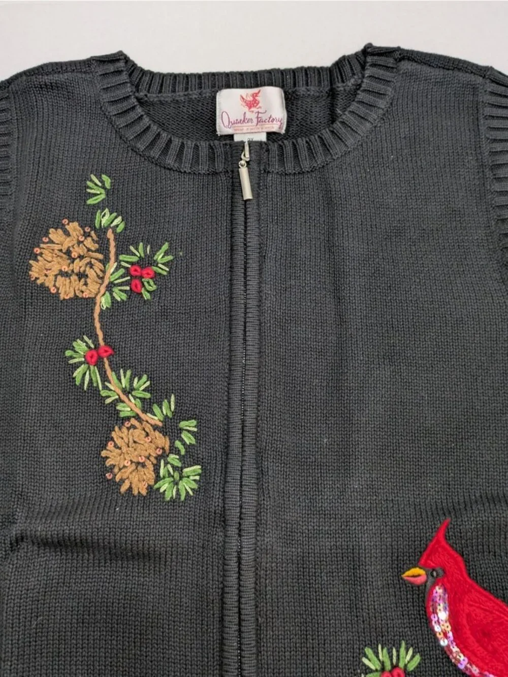 Quacker Factory Sz 2X Black Sweater Vest & Matching White Turtleneck Set Holiday